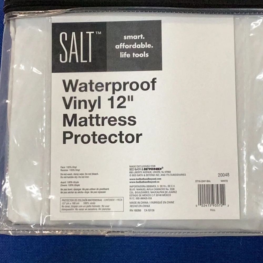 SALT Vinyl Waterproof 12 inch Mattress Cover - Full - new